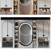 Trueliving 5 Door Walk-in Brown wardrobes Laminated Finish & PU Finish with Drawers 8Ft *2Ft *9Ft -2438.4MM X 609MM X 2743.2MM)